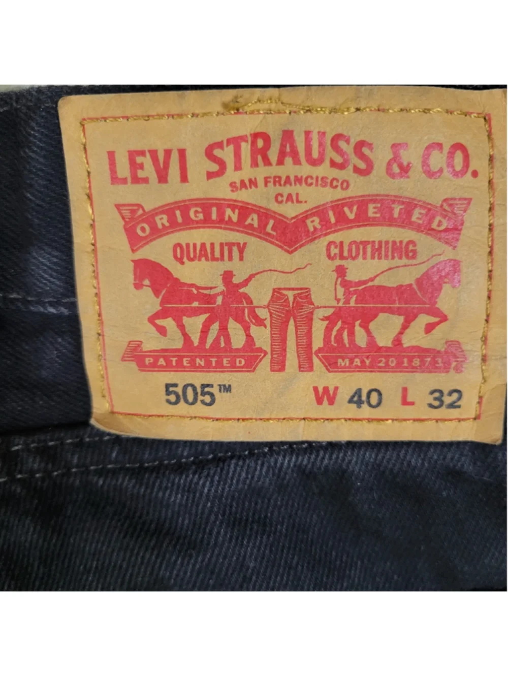 Levi's 505 Relaxed Fit Black 100% Cotton Straight Jeans Size 40/32 Men's Pre-own